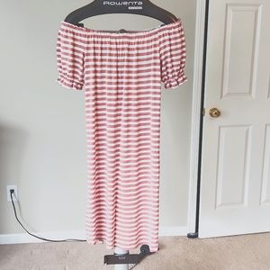 Striped pink blush maternity dress